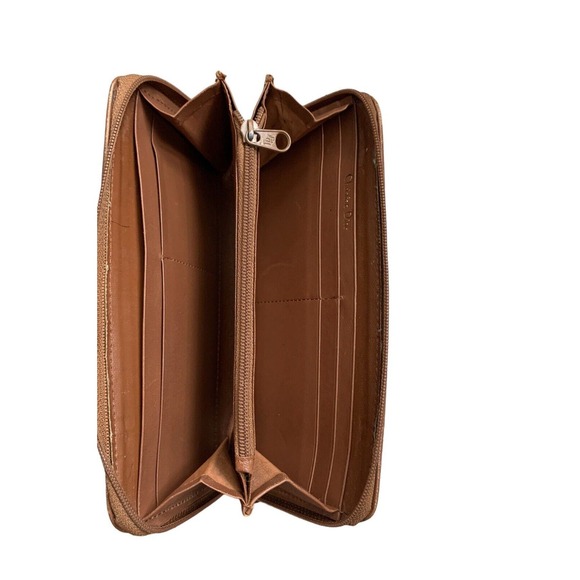 Christian Dior Vintage Wallet Olive Brown Leather Logo Zip Around - Picture 10 of 13